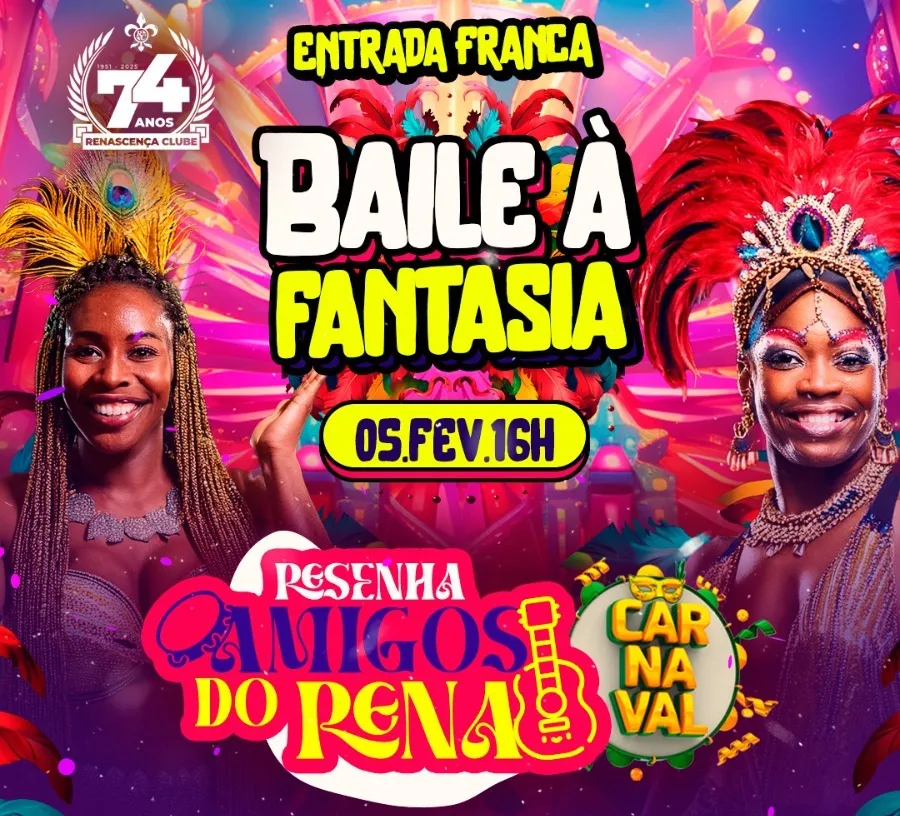 Resenha Amigos do Rena : Baile de Carnaval Gratuito Agita o Renascença Clube"