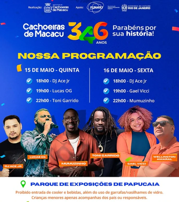 festa cachoeiras de macacu com shows de graça