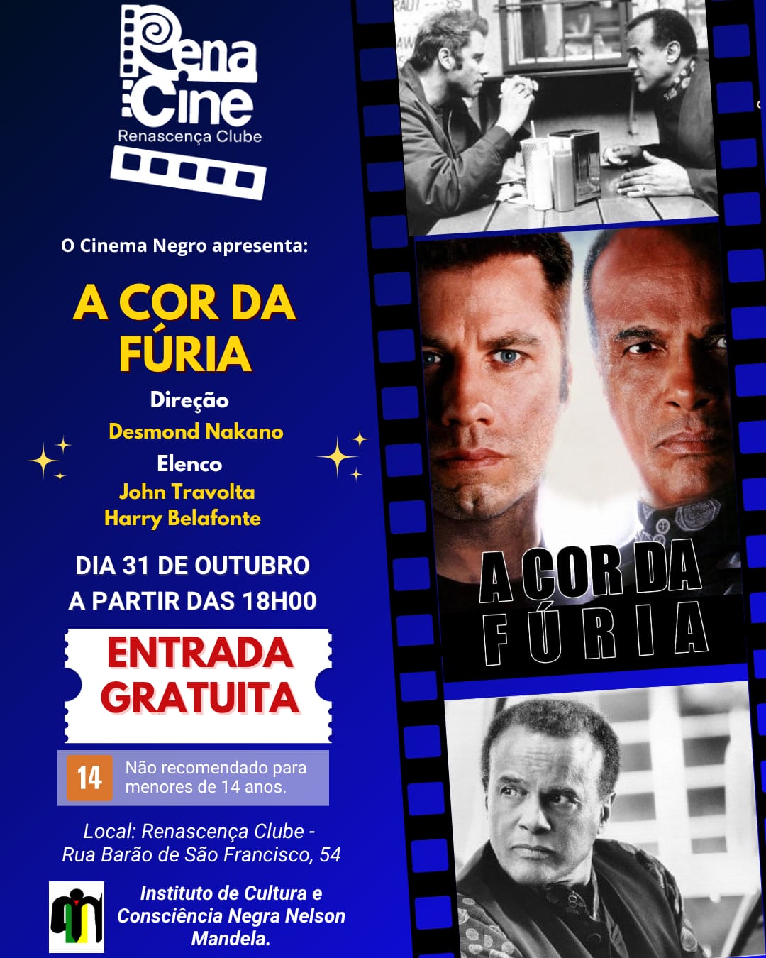 Cinema gratuito no Renascença Clube exibe “A Cor da Fúria” em celebração ao Dia dos Professores e dos Médicos