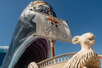 Baleia gigante de One Piece surge em Copacabana para celebrar nova temporada da série