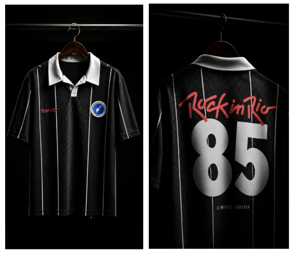 Rock in Rio, Rock in Rio 2026, C&A, jersey Rock in Rio, camisa Rock in Rio 1985, futebol e música, Rock in Rio retrô, Cidade do Rock, Rock in Rio ingressos, Rock in Rio line-up, Foo Fighters, Elton John, Maroon 5, festival de música, collab C&A Rock in Rio, Rock World, Ticketmaster Brasil, moda festival, camisa inspirada em futebol