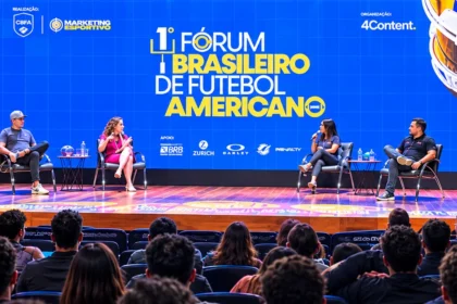 nfl 1° Fórum Brasileiro de Futebol Americano aconteceu em São Paulo, em 2025, e reuniu especialistas em comunicação e negócios da modalidade, além de executivos da NFL (National Football League)