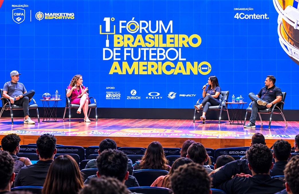 nfl 1° Fórum Brasileiro de Futebol Americano aconteceu em São Paulo, em 2025, e reuniu especialistas em comunicação e negócios da modalidade, além de executivos da NFL (National Football League)